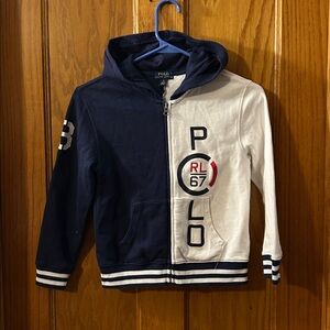 Polo Ralph Lauren Boys Zip Hoodie white Blue sz 6